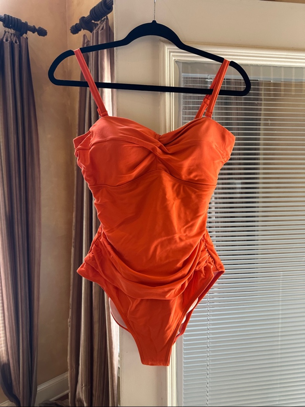 Boden Orange Ruched One-Piece Swimsuit